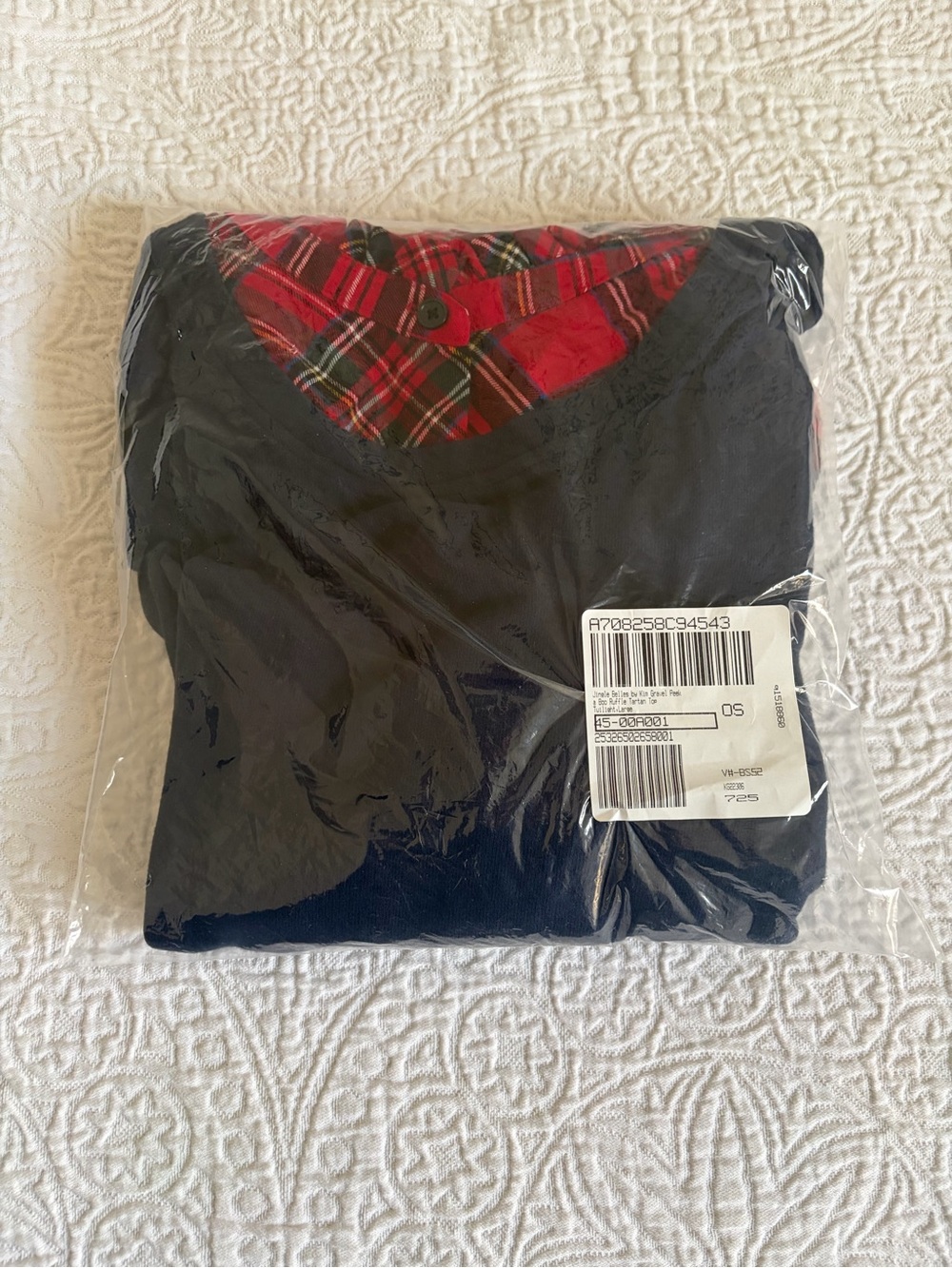 New JingleBelles by Kim Gravel Peek a Boo Ruffle Tartan Top Twilight size Large - Picture 10 of 10